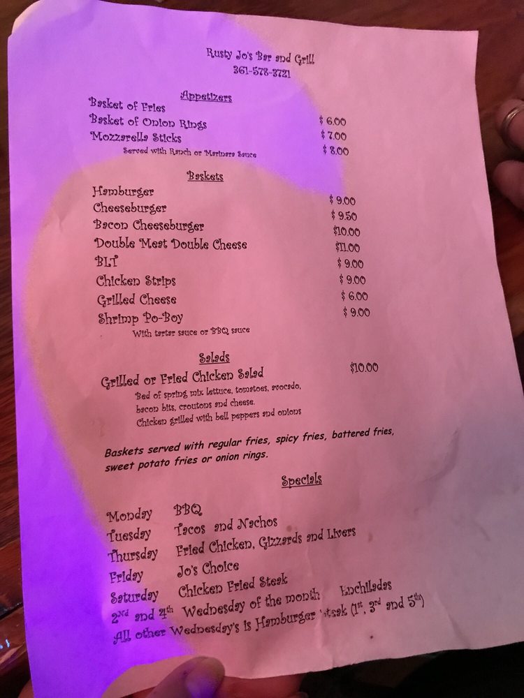 Rustyjos Bar & Grill menu image