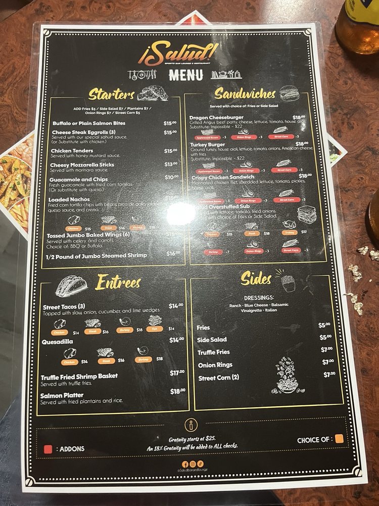 Salud: Sports Bar & Restaurante menu image