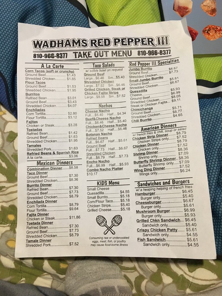 Wadhams Red Pepper menu image
